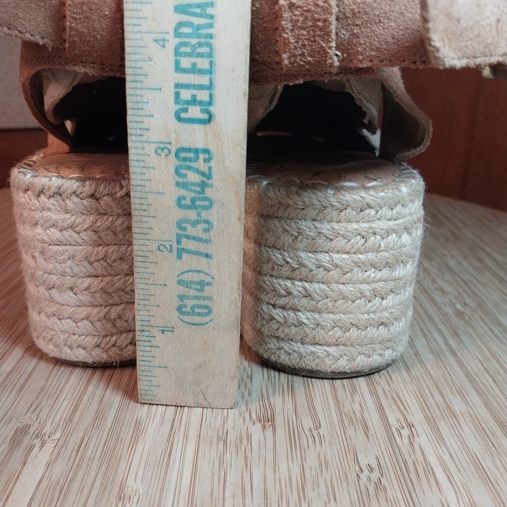 Crown Vintage Espadrille Sandals Size 8M CF-FENTISA Warm Buff Cow Suede Bohemian - Picture 3 of 12